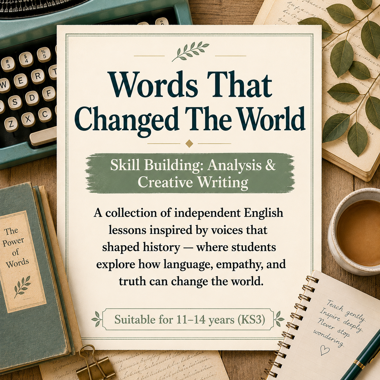 Words That Changed The World Collection | Independent English Lessons Exploring Justice, Power, and Change | Skill Building: Analysis and Creative Writing (Ages 11-14 KS3)