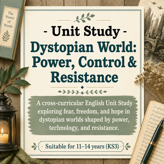 Dystopian Worlds: Power, Control & Resistance | Independent Unit Study for Ages 11–14 (KS3) | Six-Lesson Collection with over 30 Additional Cross-Curricular and Extension Tasks
