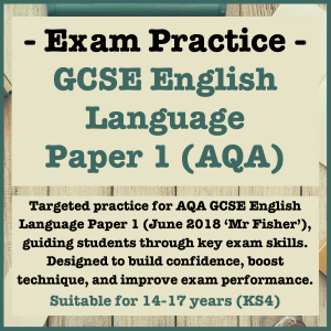 AQA GCSE English Language Paper 1 exam practice resource from the June 2018 Jigs and Reels Mr Fisher paper, ideal for home education.