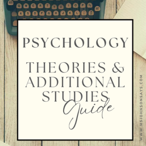 Front cover of a GCSE Psychology Theories & Additional Studies Revision Guide with vintage-style background and clean, modern typography designed for students and teachers.
